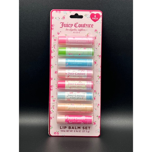 Juicy Couture Other - Juicy Couture Kids 8 Pack Lip Balm Set Assorted Flavors Floral Tubes JZ120HBAZA